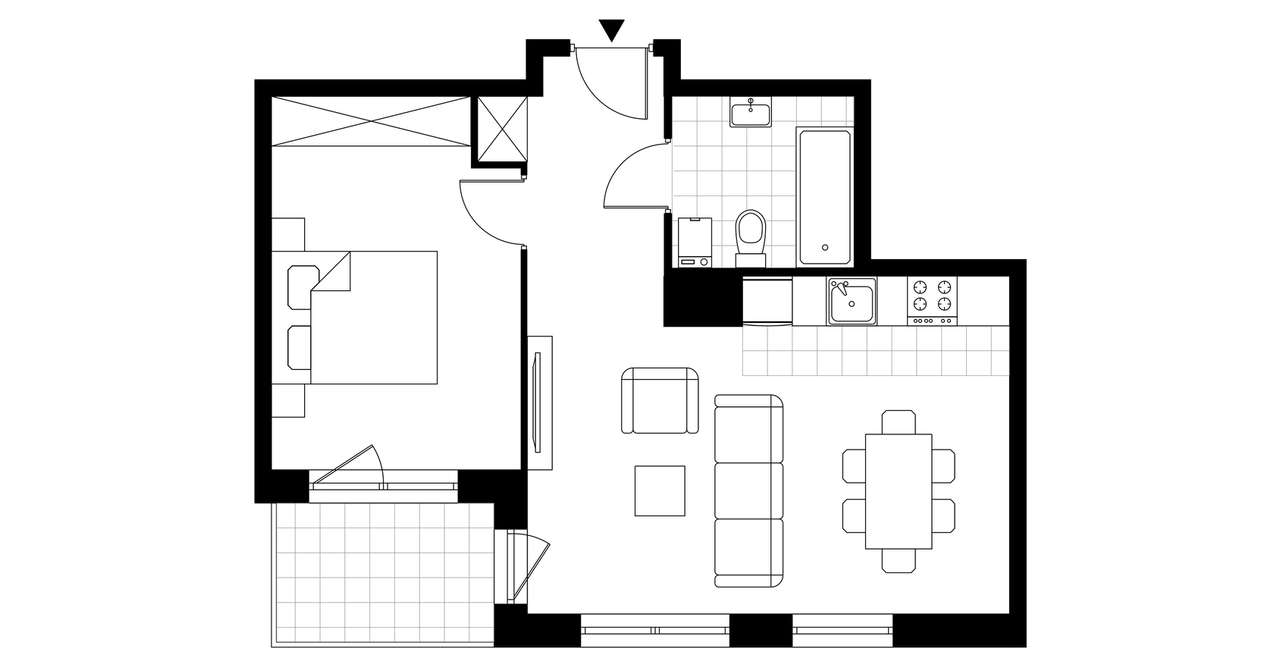 2-pokojowe mieszkanie 45m2 + loggia - Pełny obrazek: 3/16