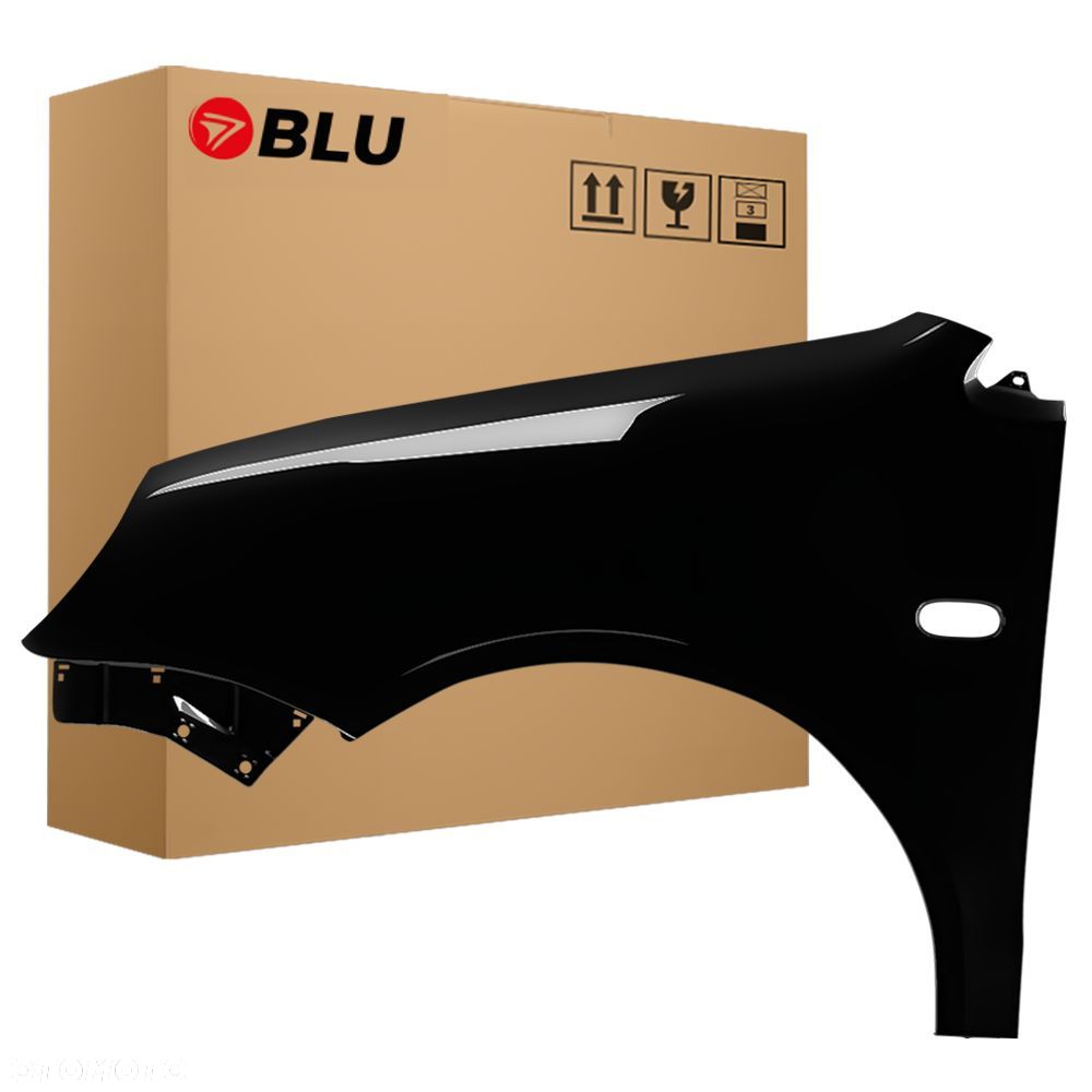 BLU Błotnik Volkswagen Polo IV 4 9N L041 LO41 lewy przód czarny 2001-2005 ocynk Schwarz - 1