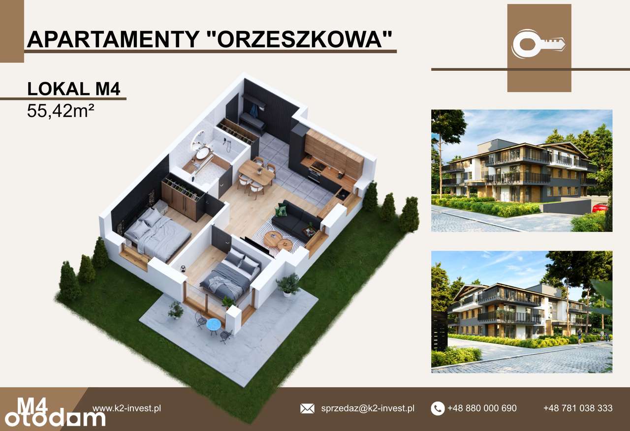 Apartament w kameralnej inwestycji parter 55,42m2 ogródek 82m2 OKAZJA!