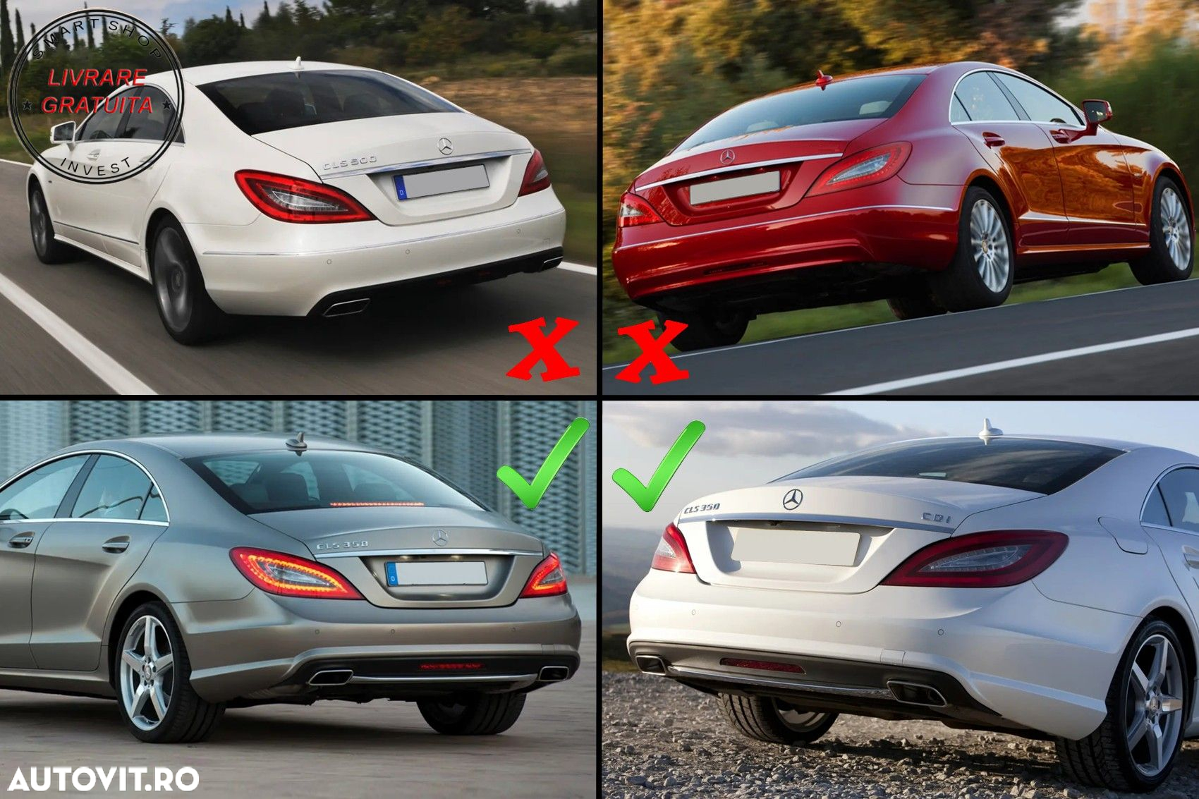 Difuzor cu Evacuare Dubla Mercedes CLS Sedan W218 (2011-2017) pentru bara AMG Spor- livrare gratuita - 9