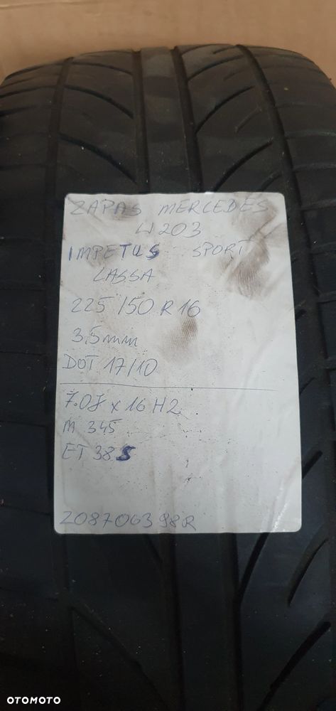 Koło zapasowe dojazdówka zapas felga aluminiowa 5x112 7J 16 ET38 Mercedes W203 - 12