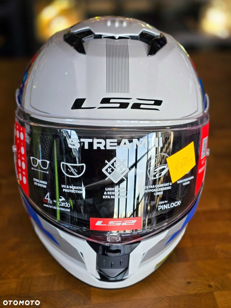 Kask motocyklowy ls2 stream II kolor niebieski bialy czerwony vintage - 3