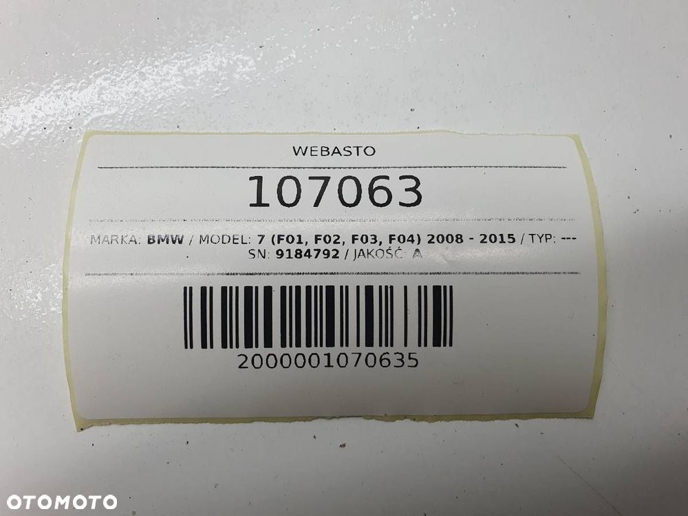 WEBASTO THERMO TOP V BENYZNA BMW 7 9241698 - 9