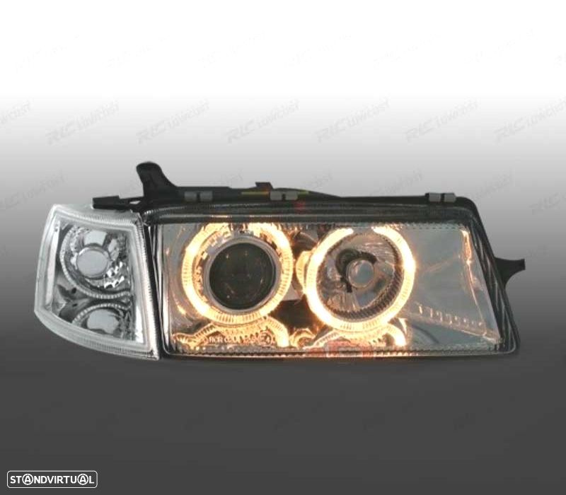 FARÓIS FRONTAIS ANGEL EYES PARA OPEL VECTRA A 88-95 FUNDO CROMADO - 2