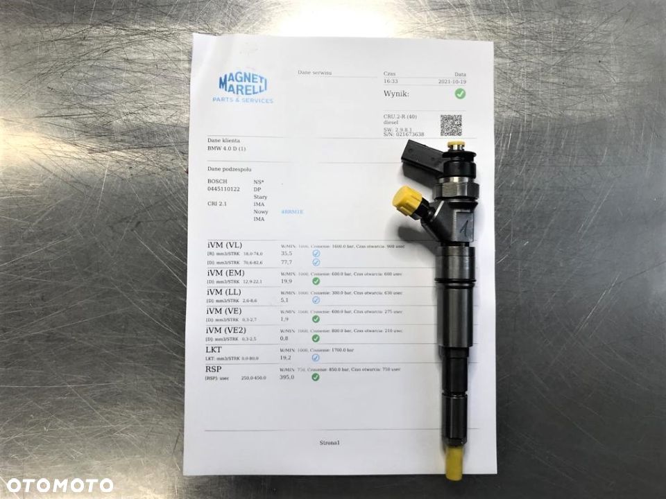 WTRYSKIWACZ TEST 4.0 D 0445110122 WTRYSK WYDRUK IMA SPRAWDZONE BMW E65 E66 7788812 - 1