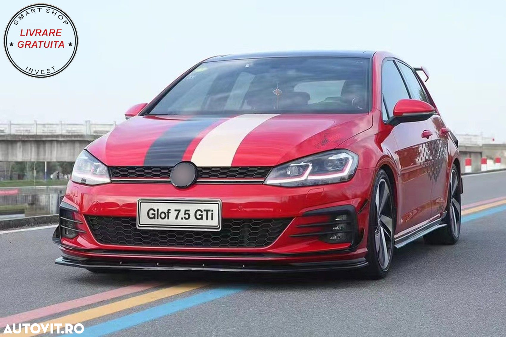 Ornamente bara fata flapsuri VW Golf 7.5 GTI 5G Hatchback (2017-2020) Carbon Look- livrare gratuita - 10