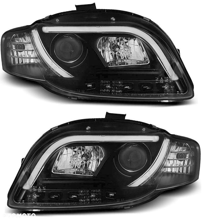 Reflektor Lampa L+R LED TRU DRL Black Soczewka Czarne Audi a4 b7 8e 04-08 - 2