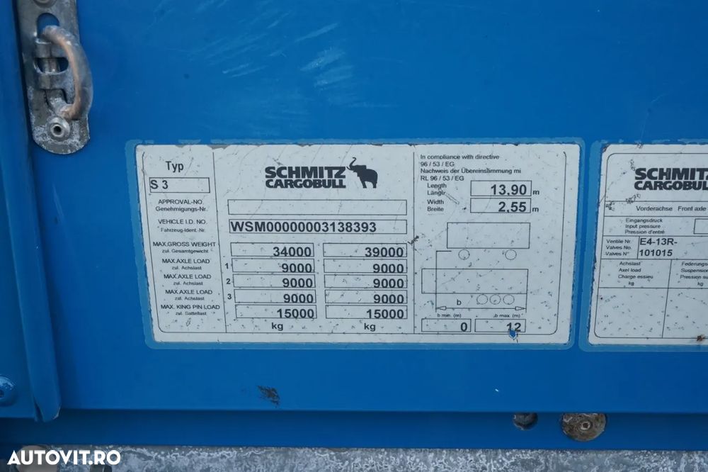 Schmitz Cargobull CORTINĂ / COȘ PENTRU PALEȚI / STANDARD / - 25