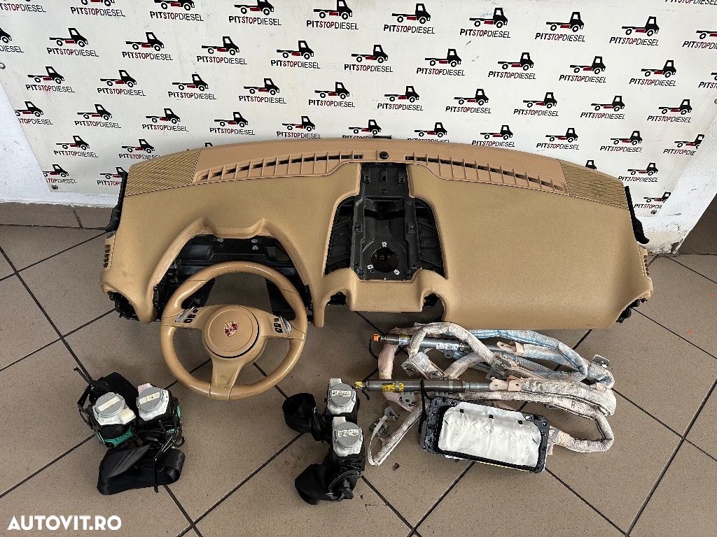 Kit Airbag complet PORSCHE CAYENNE (92A) beige crem plansa bord piele volan centuri cortina airbag 2010-2016 - 1