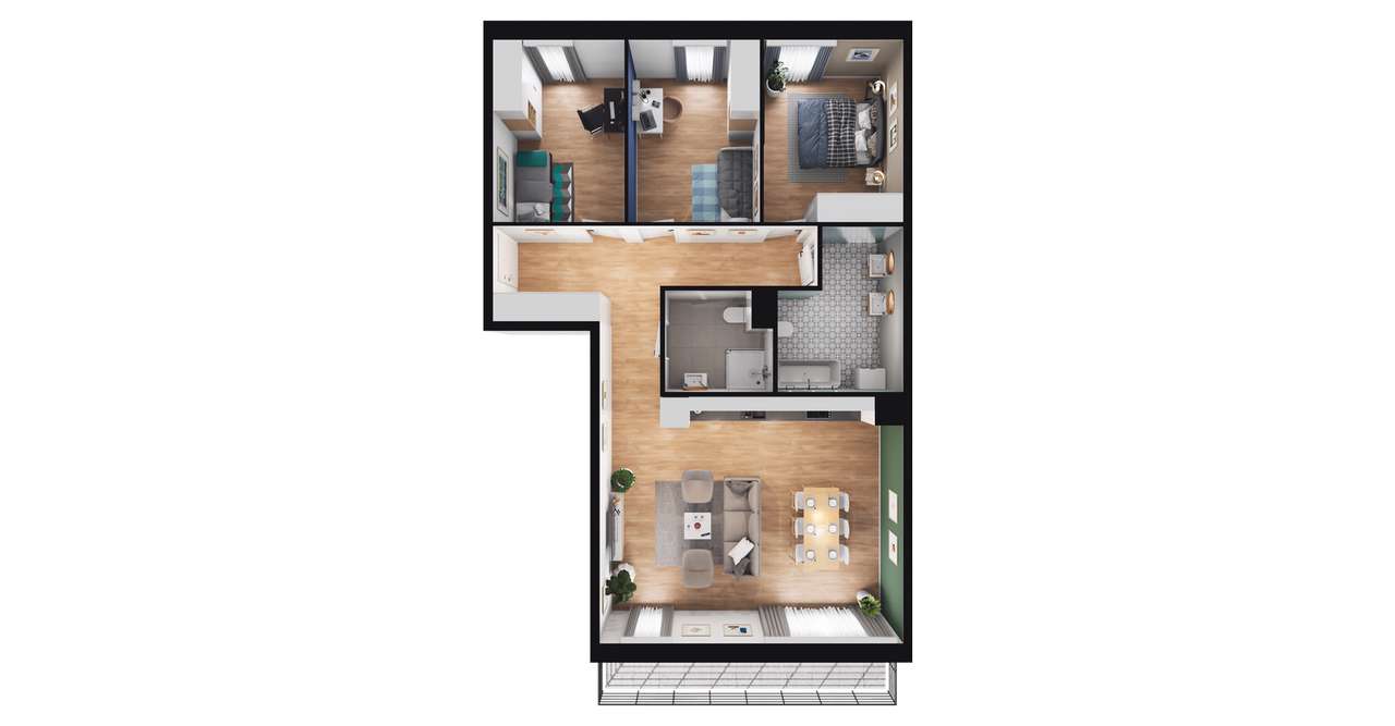 4-pokojowe mieszkanie 86m2 + balkon - Pełny obrazek: 2/23