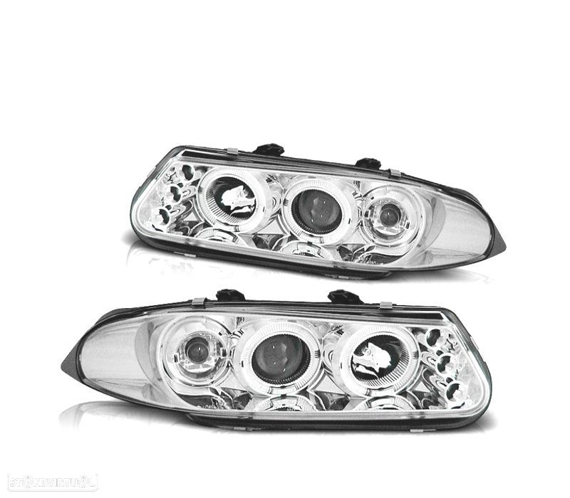 FARÓIS ROVER 200 95-00 ANGEL EYES FUNDO CROMADO - 1