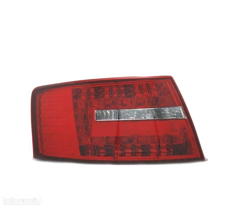 FAROLINS TRASEIROS LED AUDI A6 C6 SEDAN 04-08 VERMELHO BRANCO - 1