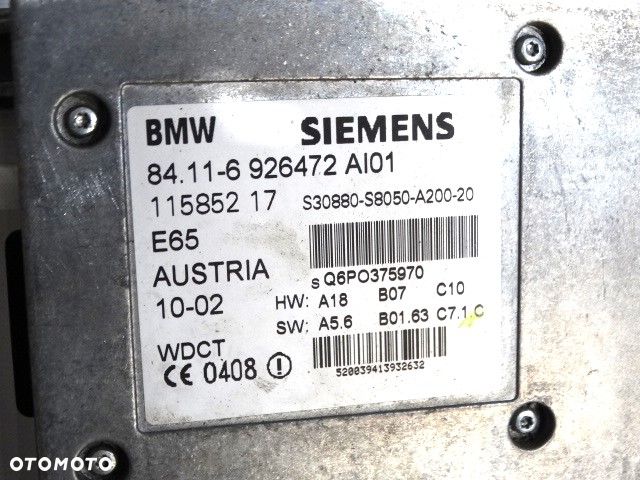 BMW E65 Bluetooth Moduł sterownik telefonu gps 6926472 - 2