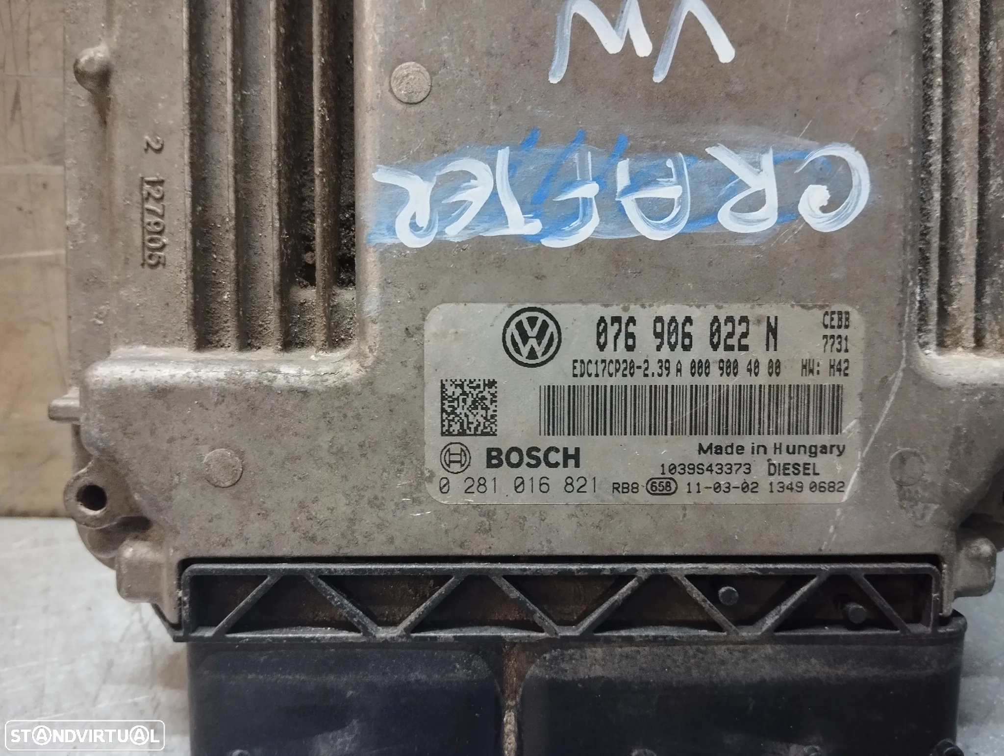 CENTRALINA DO MOTOR VOLKSWAGEN CRAFTER 2.5TDI 076906022N 0281016821 EDC17CP20 - 2