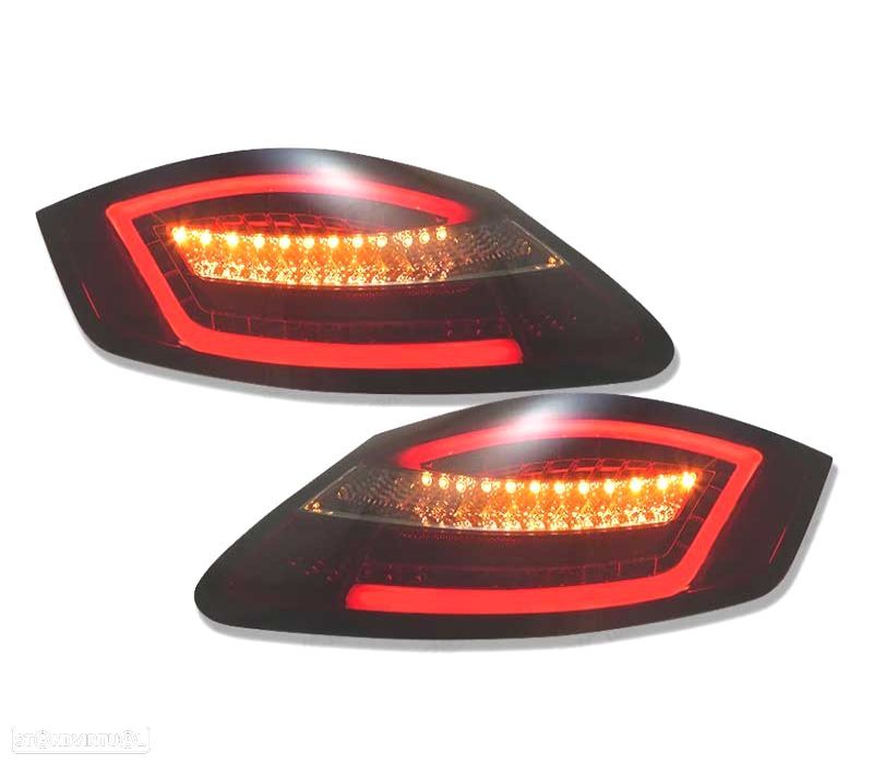 FAROLINS TRASEIROS PARA PORSCHE BOXSTER 987 05-08 LIGHT BAR DINAMIC FUNDO VERMELHO FUMADO - 5