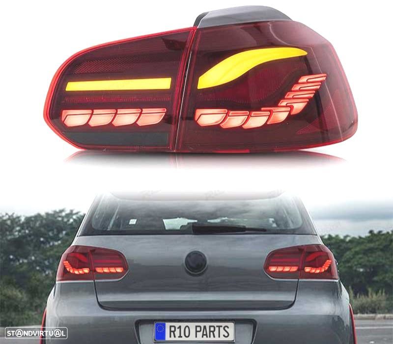 FAROLINS FULL LED VOLKSWAGEN VW GOLF 6 LIGHT BAR OLED DINAMICOS VERMELHO ESCURO - 2