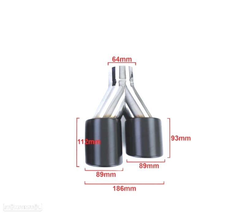 PONTEIRAS DE ESCAPE SAIDA DUPLA UNIVERSAL 2X 89MM INOX PRETO MATT - 3