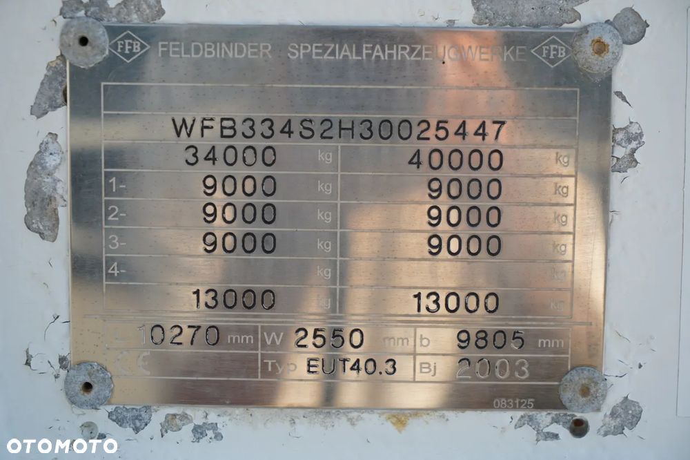 Feldbinder CEMENTONACZEPA / 5 KOMÓR / 40 000 L / DO MATERIAŁÓW SYPKICH / OSIE SAF / ALUFELGI - 24