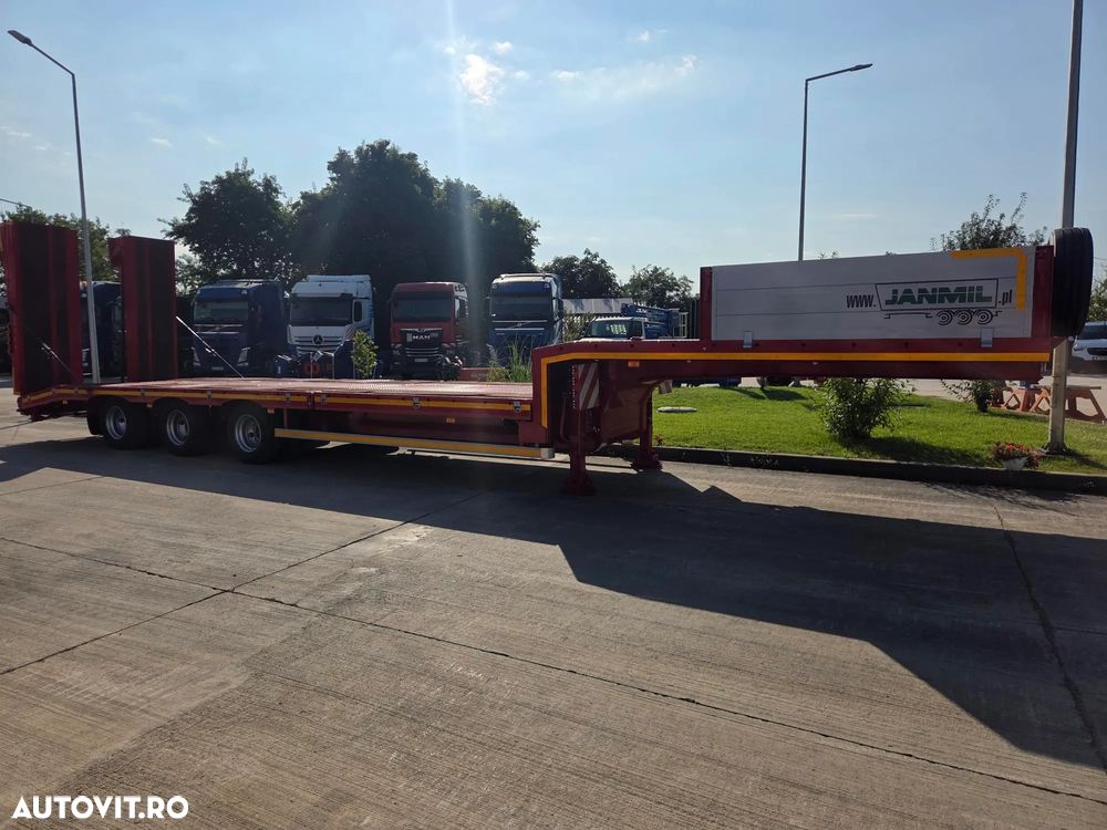 Janmil TRAILER 3 axe FULL OPTION-NOU, 2026, rampe DUBLE, lemne pt extensii latime la 3m, 2 roti rezerva, axe SAF, anv Goodyear, TROLIIU, cutie depozitare, obloane pe gatul de lebada, Carte identitate RAR, Podea rabatabila, posibil leasing-PROMOTIE 58.900eur - 13