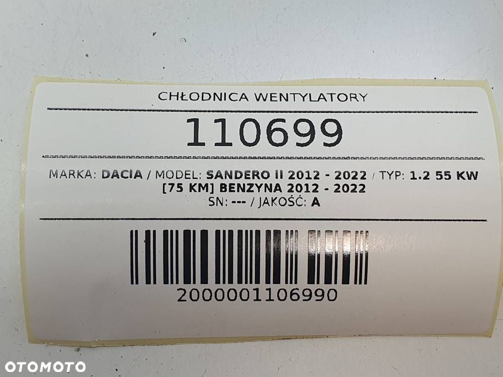 CHŁODNICE WODY KLIMATYZACJI WENTYLATOR DACIA SANDERO II 1.2 214107326R - 9