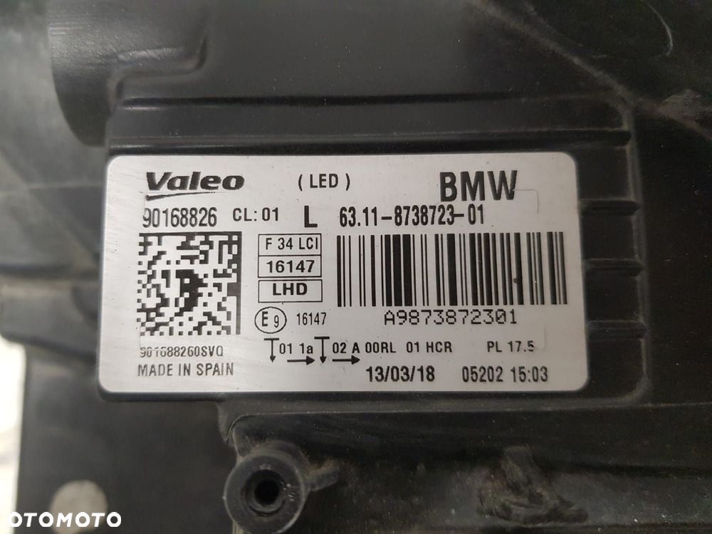 BMW 3 GT F34 LCI LIFT 16- LAMPA LEWA PRZEDNIA PRZÓD FULL LED 8738723 + PRZETWORNICA - 12