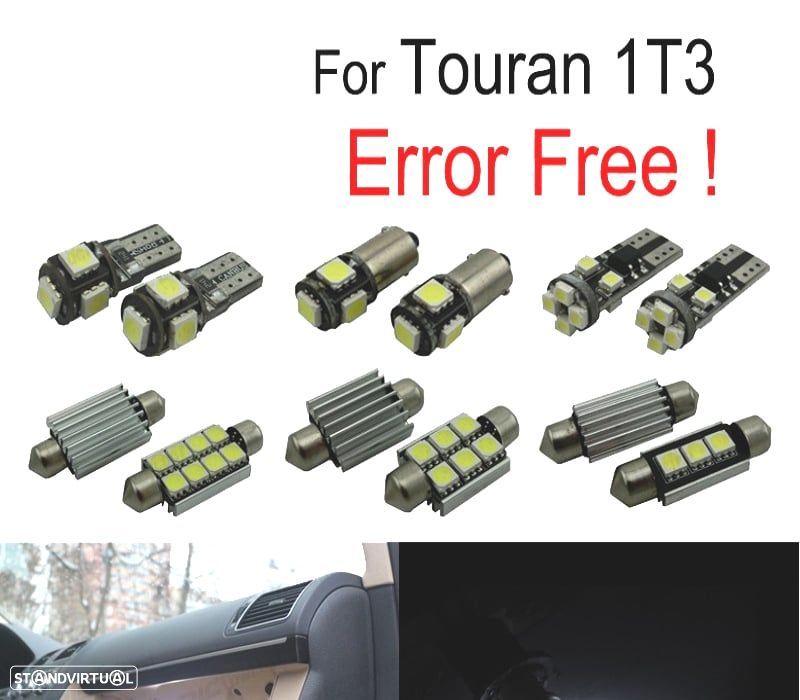 KIT COMPLETO DE 13 LAMPADAS LED INTERIOR PARA VOLKSWAGEN VW TOURAN 1T3 11-15 - 1