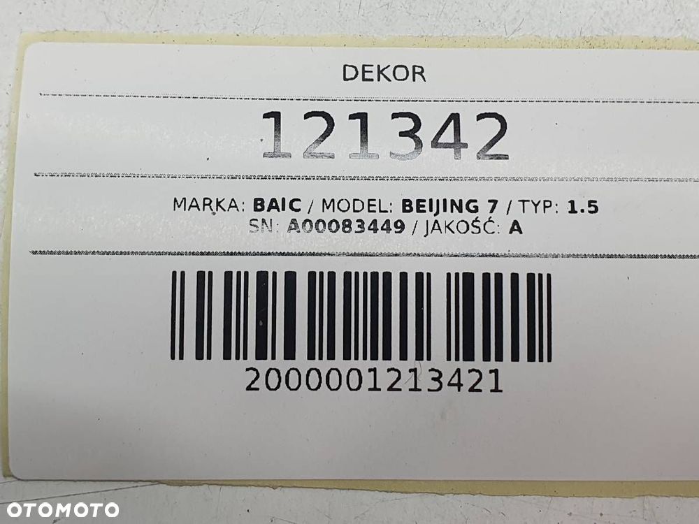 DEKOR WYKŁADZINA BAGAŻNIKA FOTELI TYŁ BAIC BEIJING X75 7 A00083449 - 8