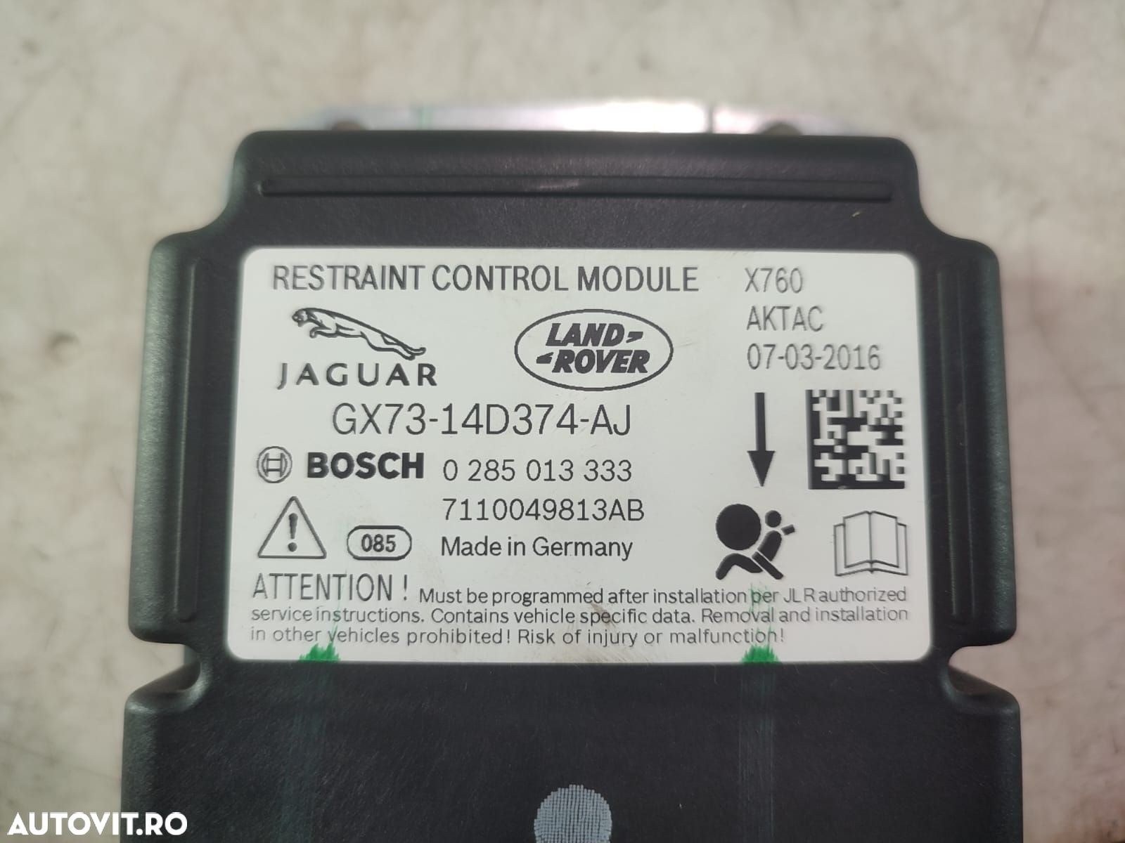 Calculator airbag Gx73-14d374-aj Jaguar XE X760 [2014 - 2020] 2.0 AJ8 - 3