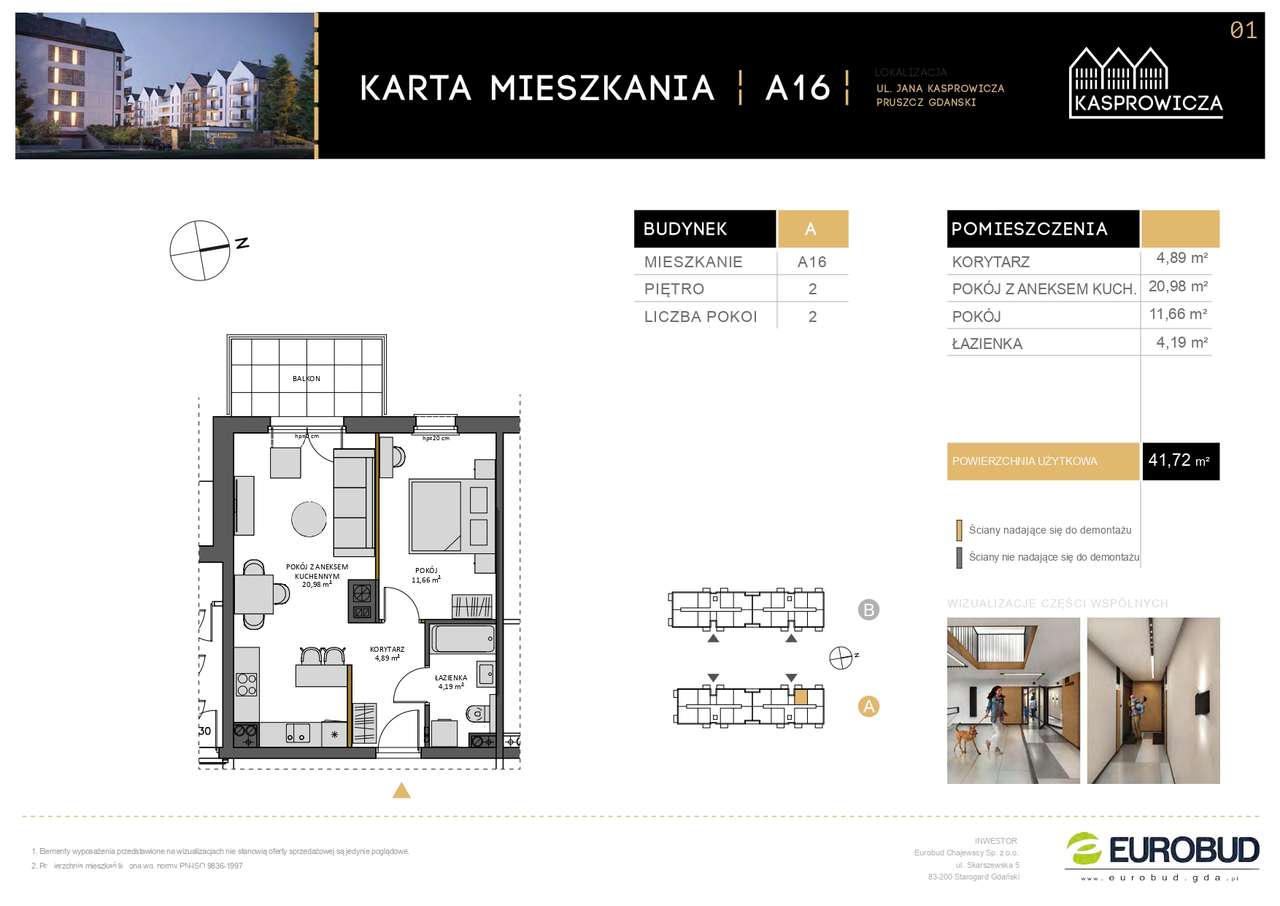 Osiedle Kasprowicza Pruszcz Gdański, 2 pokoje