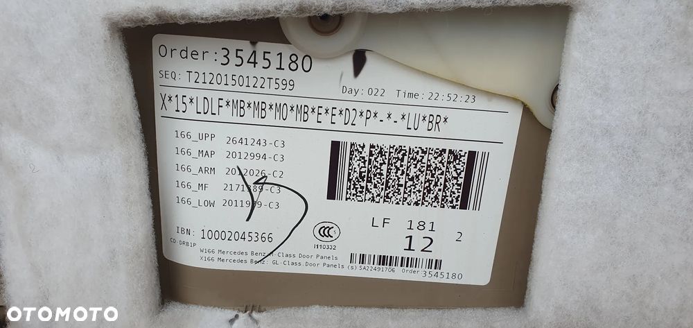 Boczek tapicerka drzwi lewy przód przednia lewa Mercedes GL X166 W166 - 8