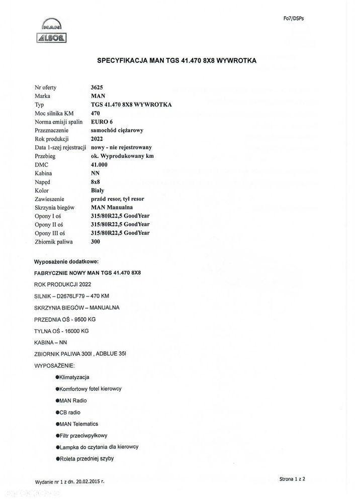 MAN TGS 41.470 8X8 Wywrotka cesja leasingu - 3