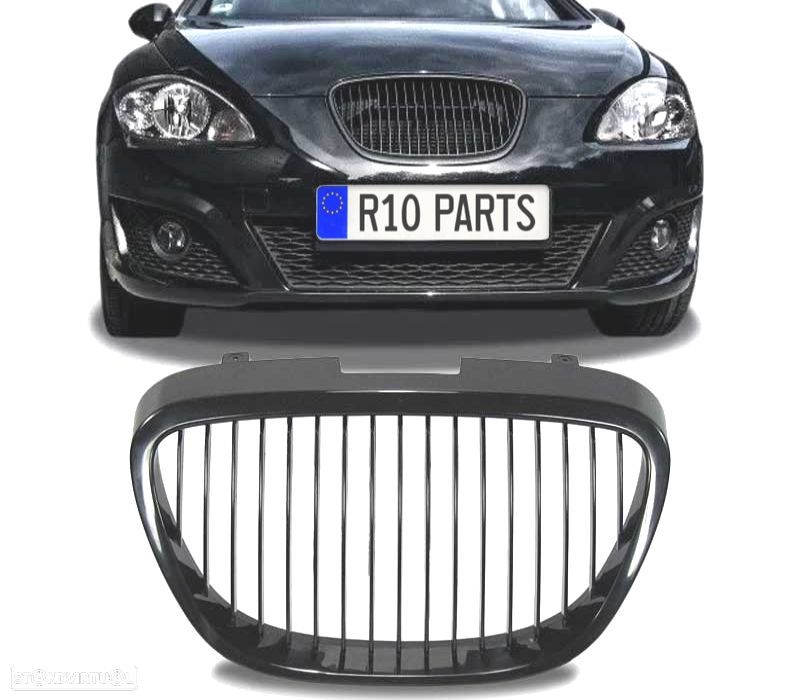 GRELHA FRONTAL SEM SÍMBOLO SEAT LEON II 2 1P 09-12 TOLEDO III 3 5P 09- ALTEA 5P 09- PRETO - 1