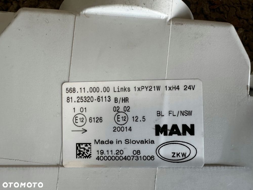 halogen man tga lewy z kierunkowskazem białym 81.25320-6113 - 6