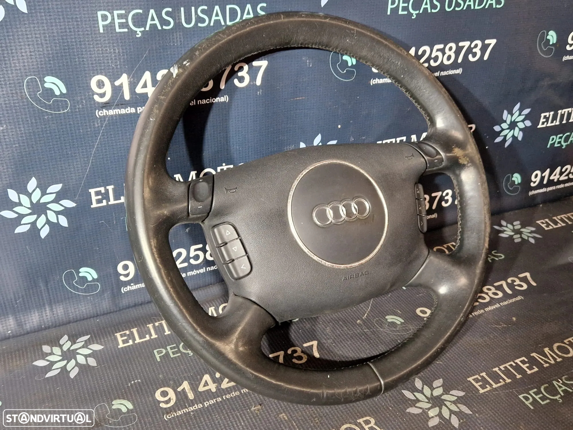 Volante usado pele multifunções AUDI A4 B6 4 BRAÇOS AUTOMATICO PATILHAS AIRBAG - 2