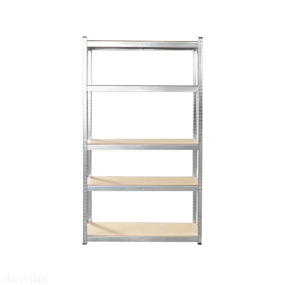 Raft metalic cu 5 polite MDF, 180x90x50cm, 175kg/polita, montaj fara suruburi, galvanizat - 1