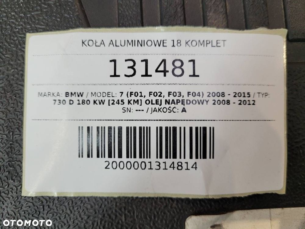 KOŁA FELGI OPONY ZIMOWE BMW 18'' F01 F10 F07 5 GT 5X120 ET30 - 20
