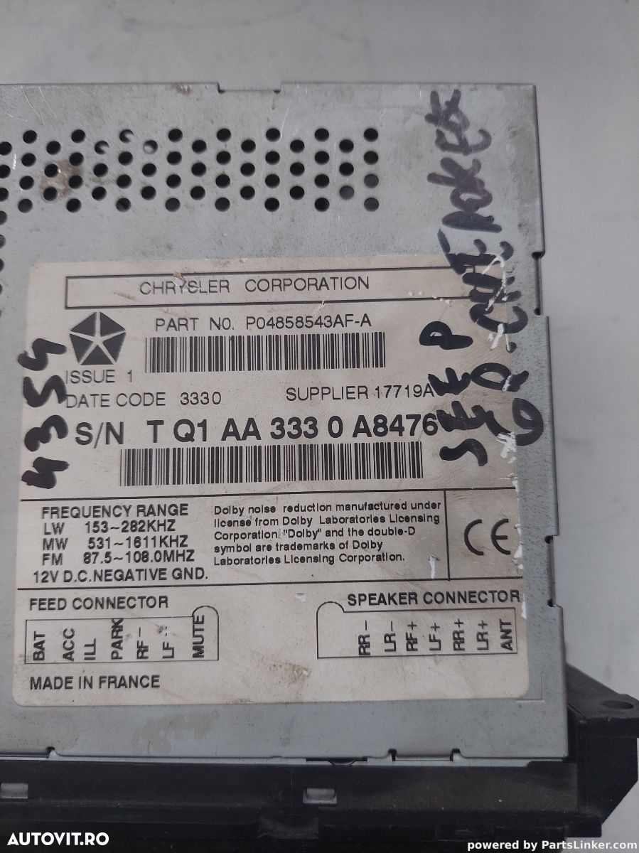 CD player auto JEEP CHEROKEE (KJ) [ 2001 - 2008 ] OEM Aa3330a847 - 3