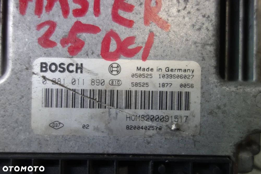 KOMPUTER STEROWNIK SILNIKA RENAULT TRAFIC VIVARO MASTER 2.5 DCI 0281011890 - 2