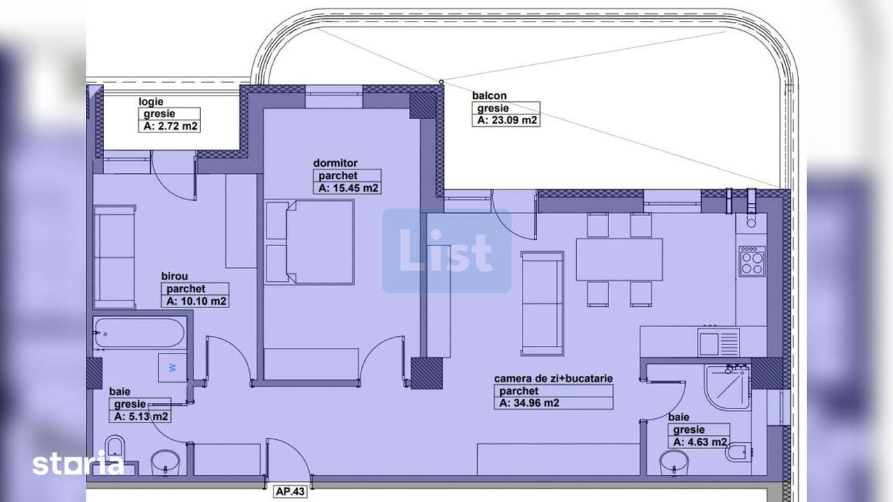 Apartament de vanzare, 3 camere, 111.44mpc, lift, terasa, comision 0% — fotografia 2