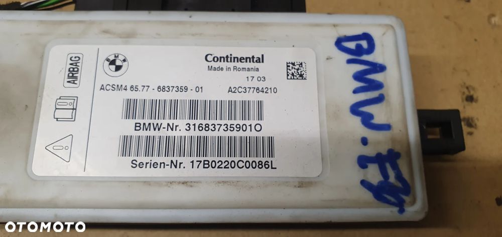 Moduł Sensor Airbag Poduszek BMW 3 F30 F31 6837359 - 8