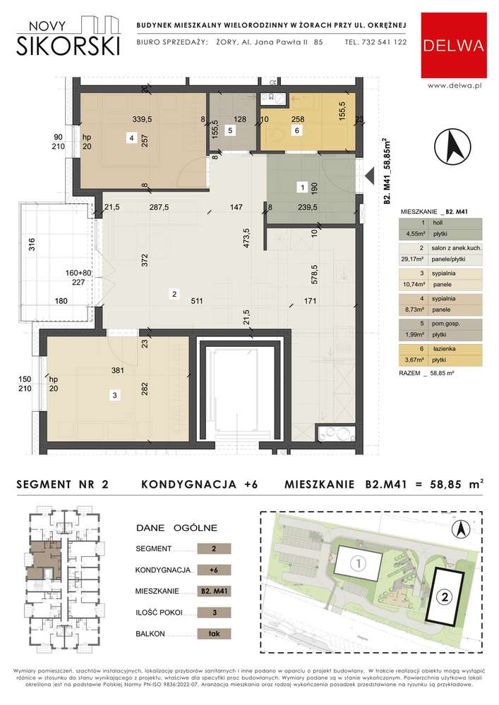 Mieszkanie na sprzedaż, 3 pokoje, 59 m², Żory