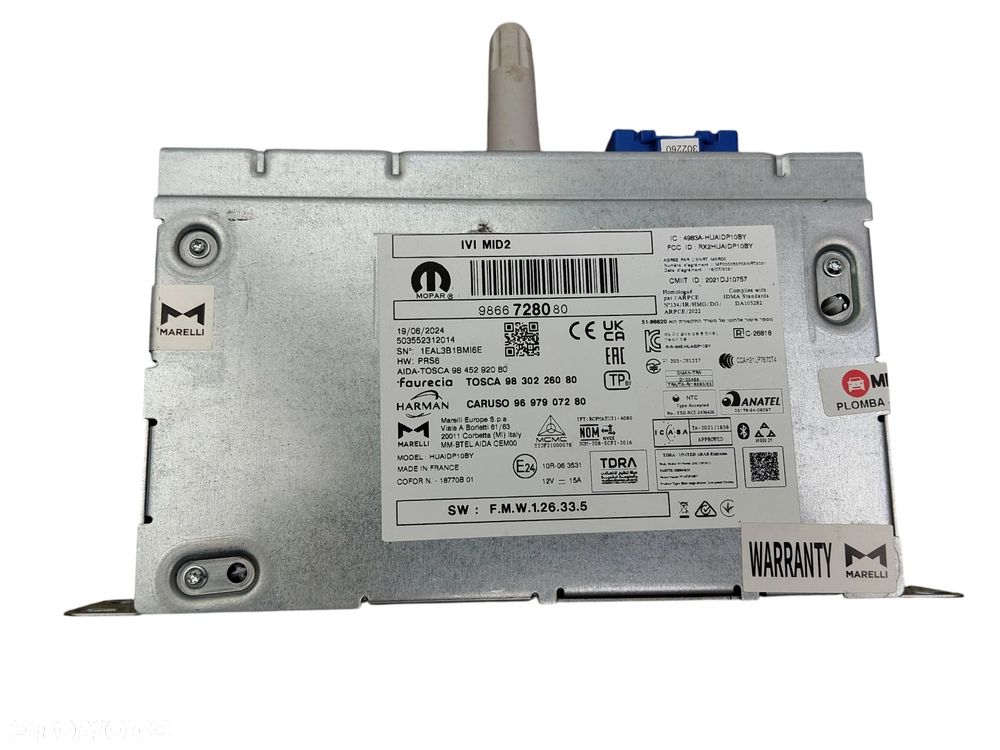 RADIO JEEP AVENGER (2022-) 1.2 GSE T3 100KM 9866728080 - 2
