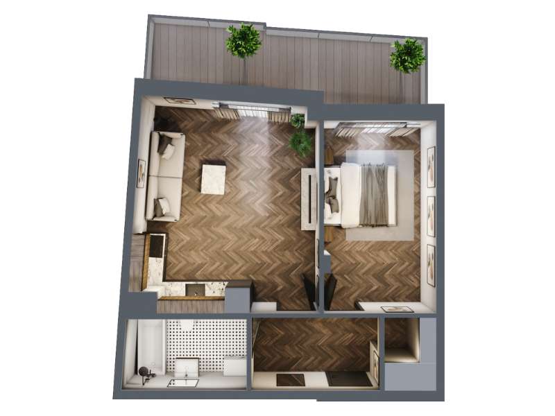 Mieszkanie, 46.42m², 2 pokoje, 6 piętro, B-KLM12-LM59, Nowe Horyzonty