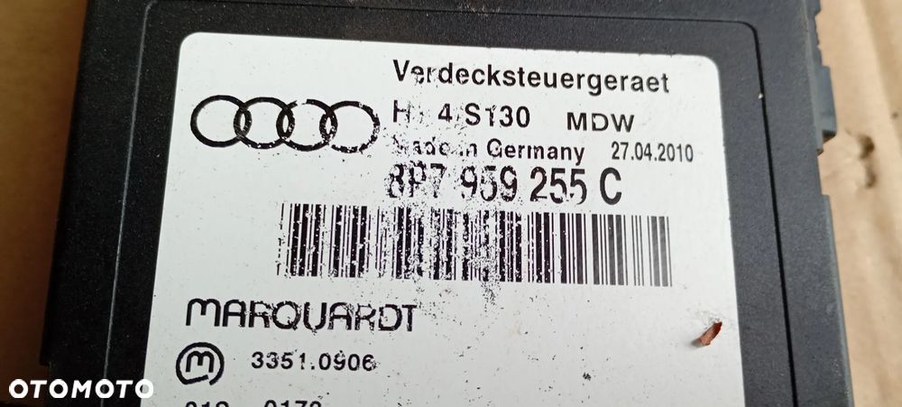 Moduł sterownik dachu Audi A3 8P Cabrio 8P7959255C - 5
