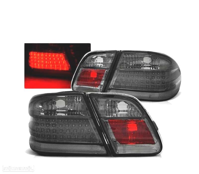 FAROLINS TRASEIROS LED PARA MERCEDES W210 95-02 SMOKED FUMADO ESCURECIDO - 1