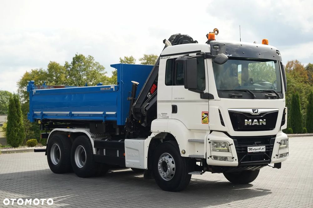MAN TGS 33.420 / 6x4 / WYWROTKA 3 STRONNA / 2x HYDROBURTA  + HDS HIAB 158 E-2 / MAX 5 900 / AUTOMAT / EURO 6 - 14