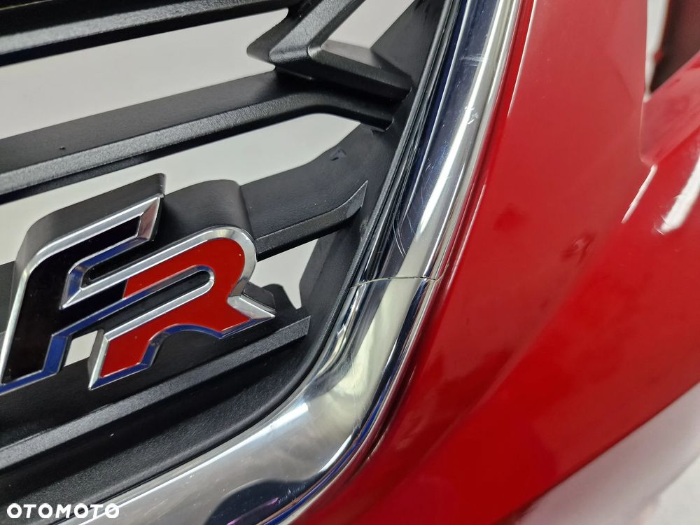 SEAT LEON 3 III 5F0 LIFT FR 16- KOMPLETNY ZDERZAK PRZEDNI PRZÓD + GRILL + KRATKA ŚRODKOWA , ŁADNY , KOLOR CZERWONY , NR 5F0807221AB / 5F0807221AJ , NR AUKCJI NZ971 - 19