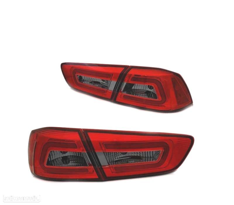 FAROLINS TRASEIROS LED MITSUBISHI LANCER 8 SEDAN 08-11 RED SMOKED VERMELHO FUMADO ESCURECIDO - 2