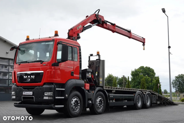 MAN TGS 35.360 / 8x2-4 / LAWETA + HDS HIAB 166 E-2 / OŚ PODNOSZONA / 4 OSIOWY / NAJAZDY HYDRAULICZNE / WCIĄGARKA / POMOC DROGOWA / EURO 5 EEV