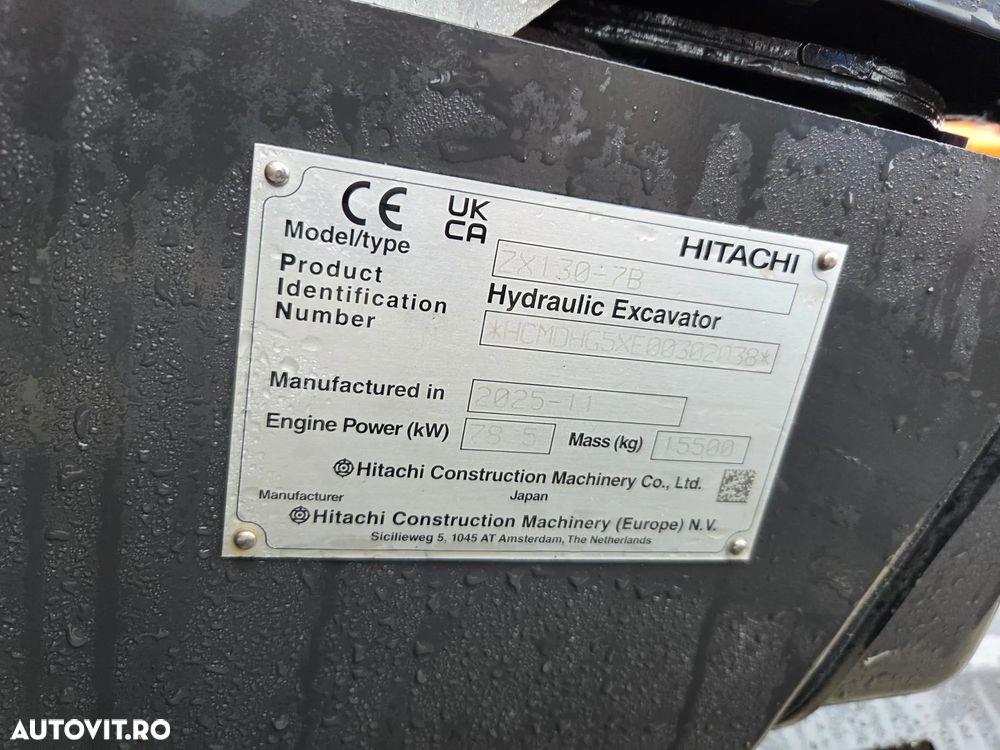Hitachi LANDCROSS ZX130-7, 2025, 15,5t, LAMA, Ad sapare 7m, Inst picon, Inst rotire, camera spate, camere laterale, latime 2,49m, consum 5,5l/ora, ridica 7,5tone, garantie extinsa, posibilitate leasing-PROMOTIE 129.900 EUR+Tva - 19